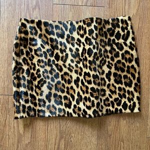 Are You Am I leopard fur mini skirt